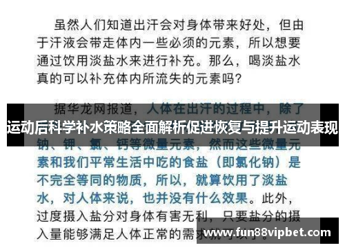 运动后科学补水策略全面解析促进恢复与提升运动表现